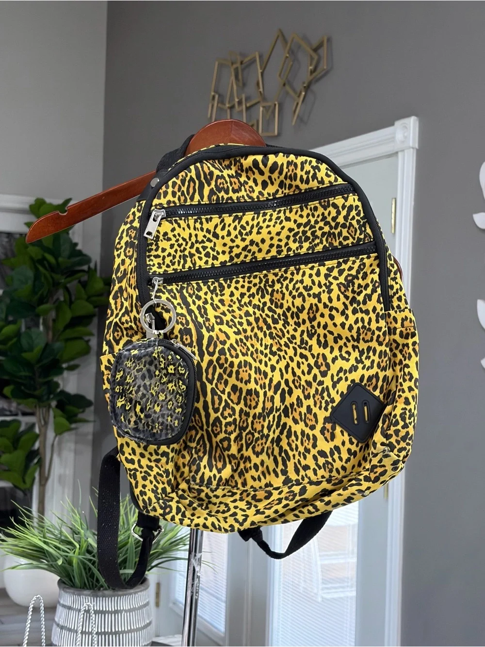 Yellow Leopard Print Backpack